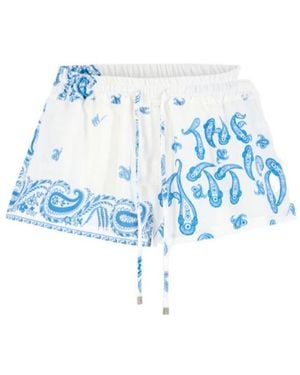 The Attico The Patterned Elastic Waist Shorts - Blue