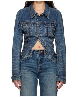 R13 Skinny Wrap Around Denim Trucker Jacket - Blue