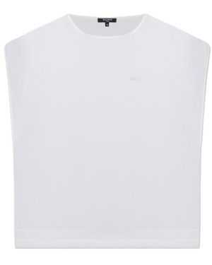 Balmain Semi-Sheer Crewneck Beach Top - White