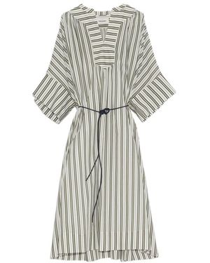 Yves Salomon Striped Dress - White