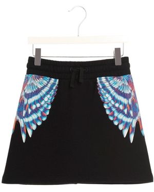 Marcelo Burlon Wings-Print Straight-Leg Miniskirt - Black