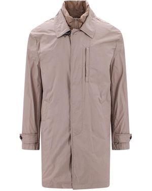 Fay Single-Breasted Utility Coat - Brown