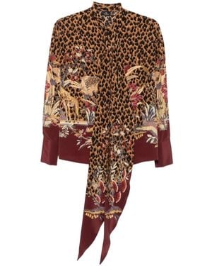 Etro Leopard-Print Pussy-Bow Blouse - Brown