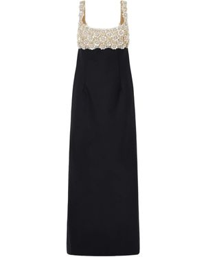 Oscar de la Renta Wool-Blend And Embellished Tulle Gown - Black