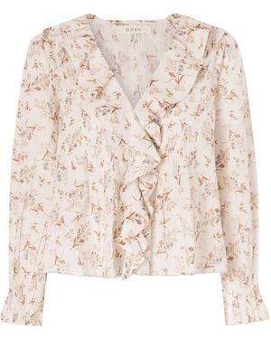 Doen Silk Floral Shirt - Natural