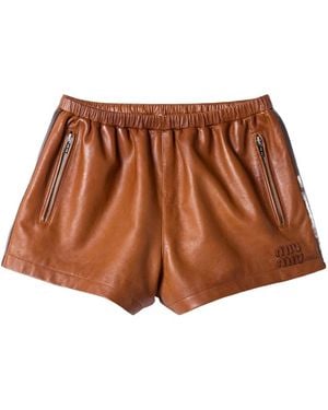 Miu Miu Nappa Leather Shorts - Brown