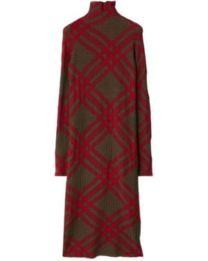 Burberry Checked Shift Dress - Red