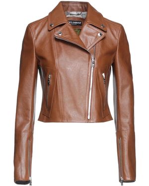 Dolce & Gabbana Minimalist Moto Jacket - Brown