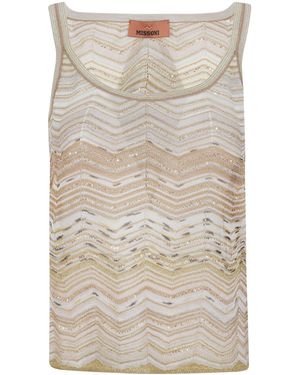 Missoni Chevron Lamé Tank Top - Natural
