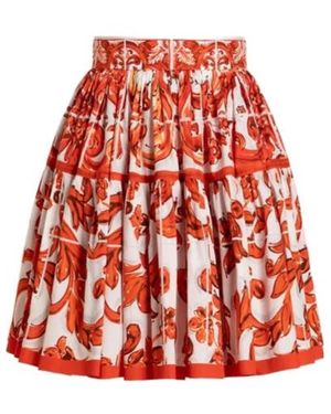 Dolce & Gabbana Maiolica Print Cotton Skirt - Red