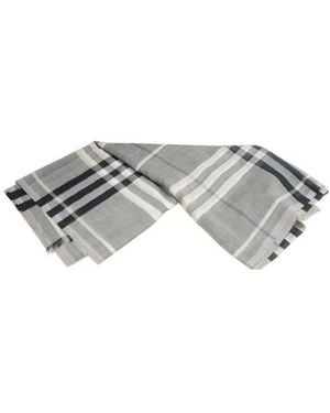 Burberry Plaid Cashmere Scarf - White