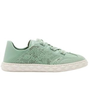 Jimmy Choo Diamond Light Flex Perforated Leather Sneakers - Green