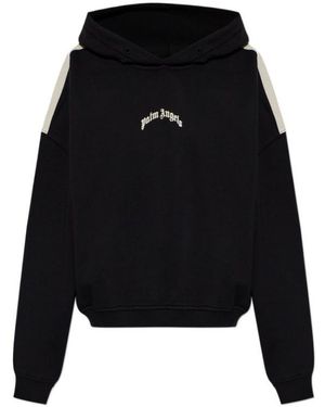 Palm Angels Curved Logo Loose Cropped Hoodie - Black