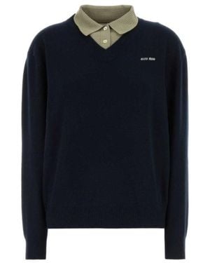 Miu Miu Wool And Cashmere Sweater - Blue