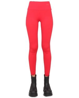 MSGM Logo Detailed High Waist Leggings - Red
