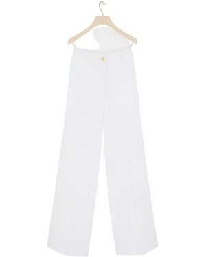 Patou High Waist Wide-Leg Tailored Trousers - White