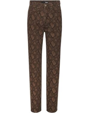 ROTATE BIRGER CHRISTENSEN Animal Print Straight-Leg Jeans - Brown