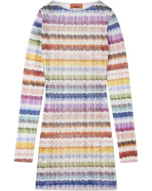 Missoni Striped Crochet-Knit Coverup - White