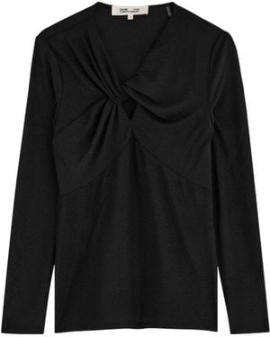 Diane von Furstenberg Ursula Knotted Lamé Top - Black