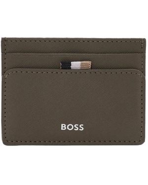 BOSS Logo Detail Card Holder - Grey