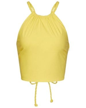 RED Valentino Woven Detailed Halterneck Top - Yellow