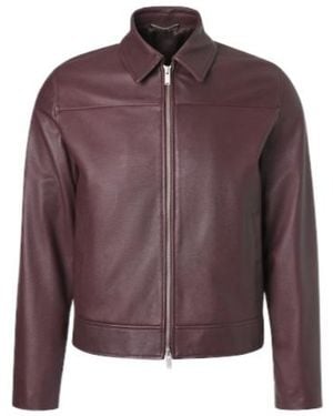 Lardini Zip Leather Jacket - Purple