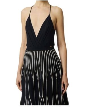 Elisabetta Franchi Georgette Bodysuit Top - Black