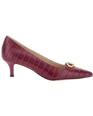 Twinset Crocodile-Effect Pumps - Purple