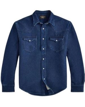 RRL Ralph Lauren Sueded Western Shirt - Blue