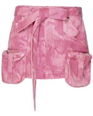 Blumarine Camouflage Printed Belted Mini Skirt - Pink