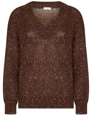 Brunello Cucinelli Long-Sleeve Knit Top - Brown