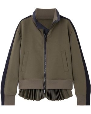 Sacai Pleat-Detailed Zip-Up Jacket - Green