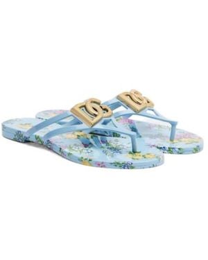 Dolce & Gabbana Floral Thong Sandals - Blue