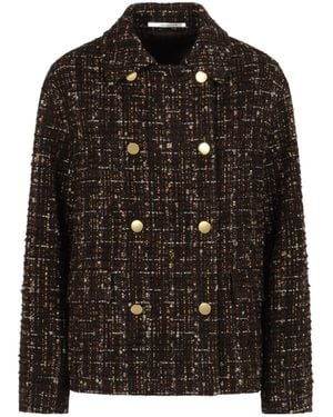 Tagliatore Double-Breasted Tweed Coat - Black
