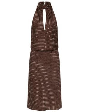 Posse Phoebe Polka-Dot Pattern Midi Dress - Brown