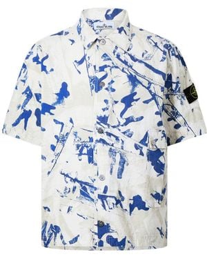 Stone Island Camo Short Sleeve Shirt - Blue