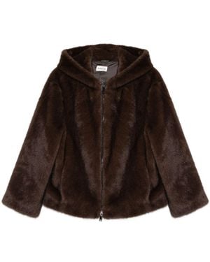 P.A.R.O.S.H. Hooded Zip-Front Jacket - Brown