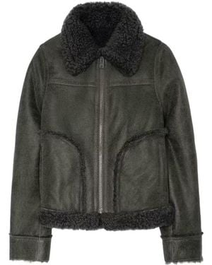 Zadig & Voltaire Kade Shearling-Trim Leather Jacket - Black