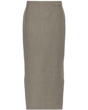 Givenchy High-Low Hem Wool Skirt - Gray
