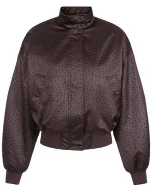 Elisabetta Franchi High Neck Button Detailed Jacket - Brown