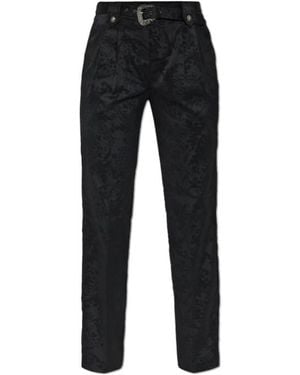 Versace Jeans Couture Damask-Pattern Belted Pants - Black