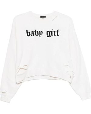 R13 Baby Girl Distressed Sweatshirt - White
