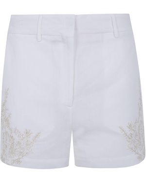 Semicouture Embroidered Linen Pijama Shorts - White