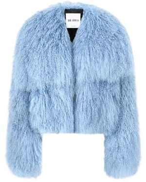 The Attico The Shearling Bomber Coat - Blue