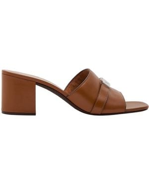 Tory Burch Leather Block Heel Sandals - Brown