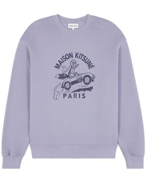 Maison Kitsuné Maison Kitsuné Racing Fox Printed Crewneck Sweatshirt - Blue