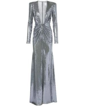 Alex Perry Sequined Gathered Gown - Grey