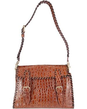 Dries Van Noten Embossed Shoulder Bag - Brown