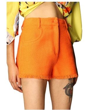 MSGM Tweed Middle Waist Shorts - Orange