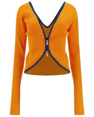 DIESEL Ribbed Zip-Up Cardigan - Orange